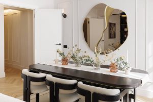 Refined interior of a transformed South Kensington residence showcasing contemporary design and everyday living.
